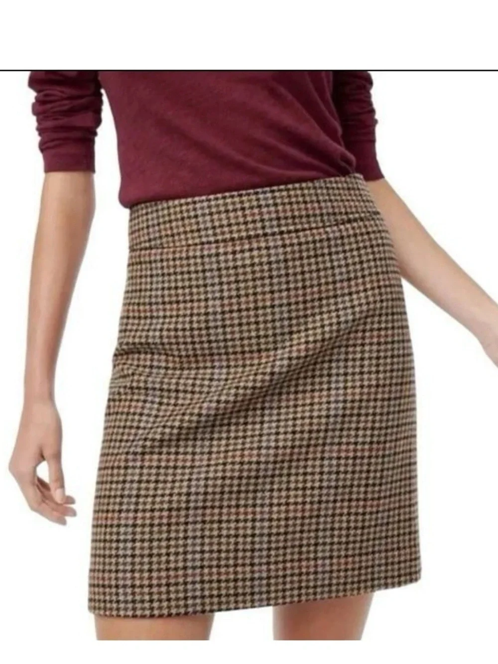 J.Crew Houndstooth Tweed Mini Skirt Brown Tan Women's Size 4 NWT
